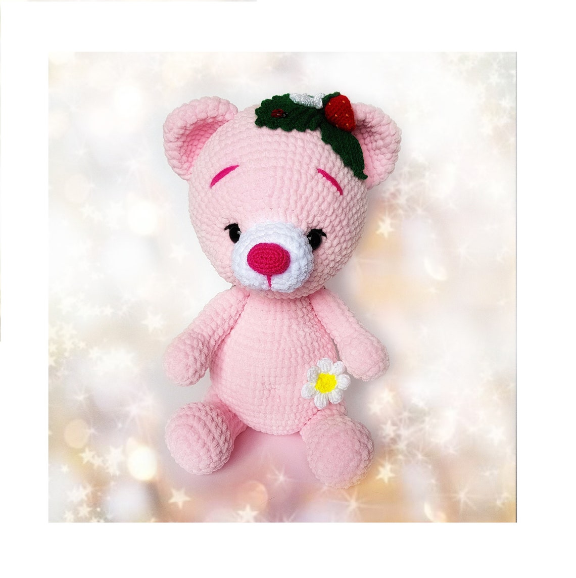 Teddy Bear Marshmallow Big Teddy Bear Crocheted Bear Pink Etsy