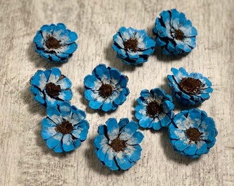 Hand painted pine cone flowers, Dried Decorative pine cone flowers, Unique pine cone flowers for art, floral supplies, painted decor
