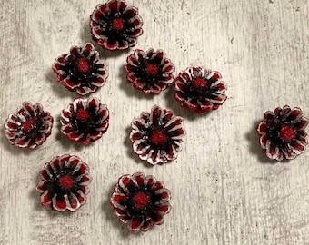 Hand painted pine cone flowers, Dried Decorative pine cone flowers, Unique pine cone flowers for art, floral supplies, painted decor