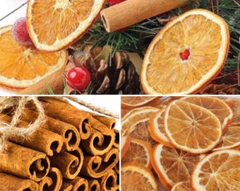 Mixed box of 10 cinnamon sticks and 10 dried orange slices, Decorative Christmas, Craft, Christmas Decorations, Christmas crafts, crafts