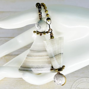 Agate Stone Pull Set, Ceiling Fan Pulls, Light Pull Chains, Rock Fan Pulls, Set of 2, Brass Chains