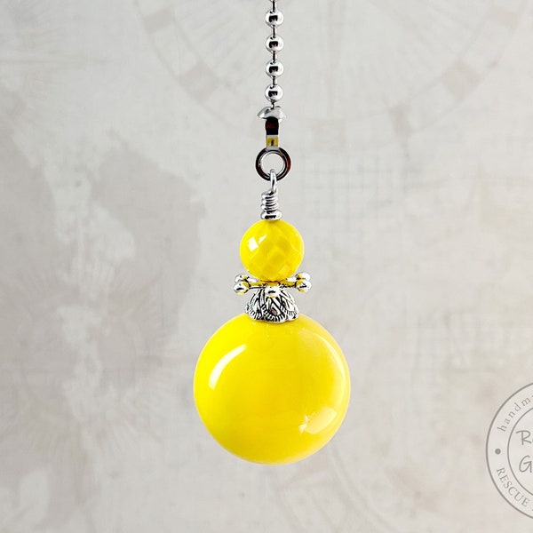 Chunky Yellow Beaded Pull Chain, Closet Light Pull, Ceiling Fan Pull, Single Pull, Large Lamp Pull, Extra Chain Available