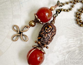 Carnelian Mermaid Bead Pull Chains, Ceiling Fan Pulls, Lamp Extension Chain, Set of 2