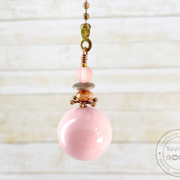 Chunky Pink Pull Chain, Closet Light Pull, Ceiling Fan Pull, Single Pull, Large Lamp Pull, Extra Chain Available