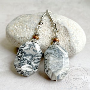 Jasper Stone Pull, Rock Pull Chain, Fan Pull, Light Pull, Pull Cord Ends, SET of 2