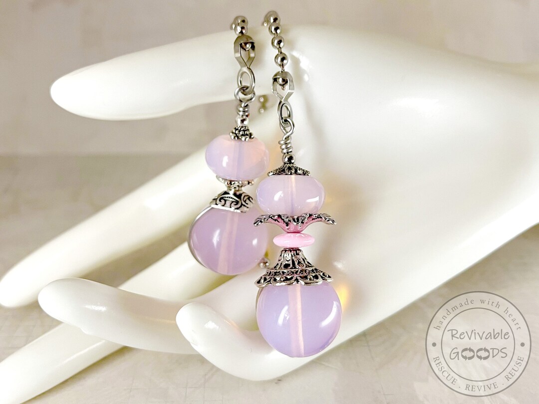Pink Opaline & Antique Silver Ceiling Fan Ornaments Glass Fan Etsy