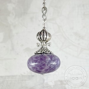Purple Pull Chain, Lavender Lilac Pull, Large Stone Pull, Ceiling Fan Pull, Light Pull, Single Pull Chain