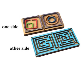 Double Maze Game for Toddler: Wooden Montessori Travel Toy