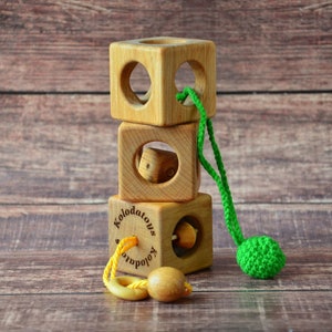 Montessori Wooden Blocks |  Baby Sensory Blocks | Baby Gifts | Educational Toddler Blocks | Stacking Toy | 6-12 Month Gift | Gift for Kids