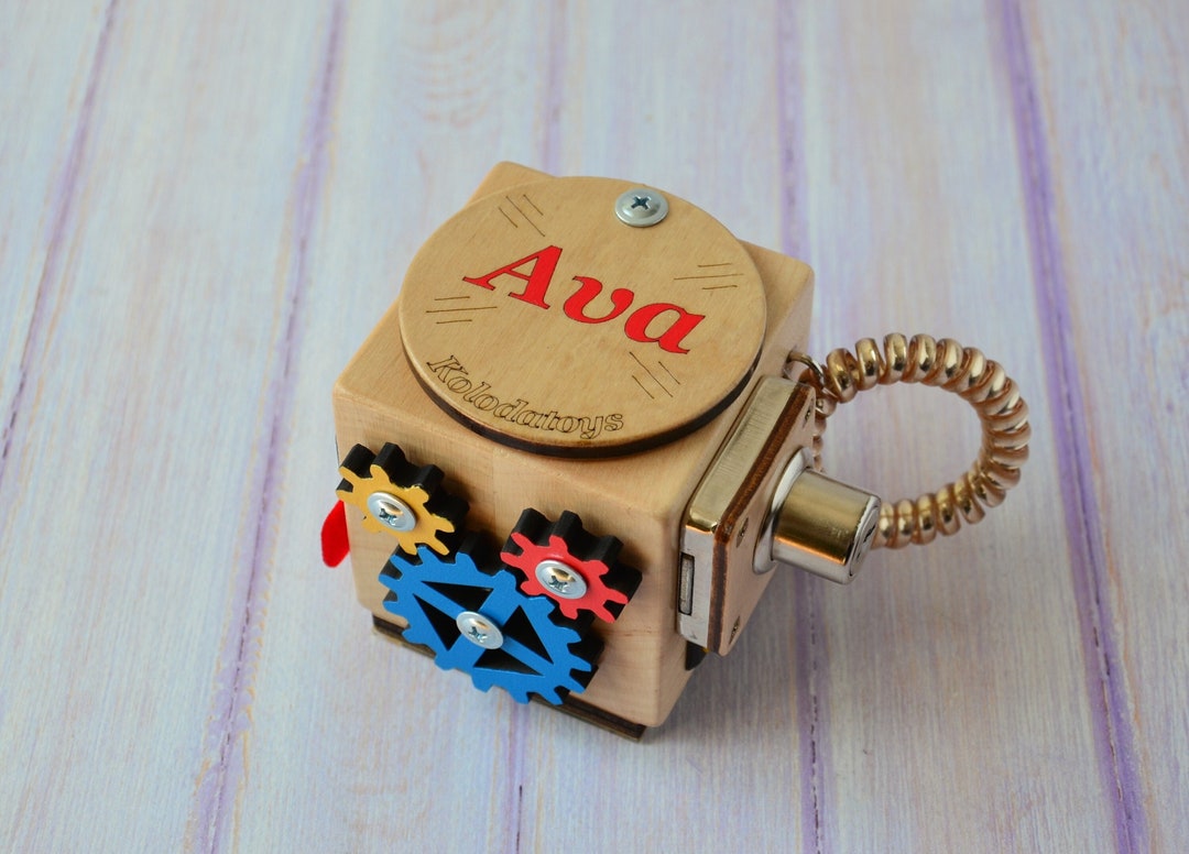 Personalized Baby Wooden Busy Box for Trip, Toddler Name Busy Board for ...