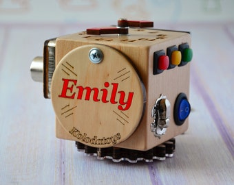 Personalized kids toy, Wooden busy cube, Activity toddler toy, Travel Toys for kids, Smart Box for Kids, Travel Busy Board, Toddler busy box