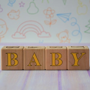Babies Photo Props Gift, Baby Wooden Blocks, Custom Blocks for Baby, Personalized Wood Blocks, Nursery decor, Name Letters, Baby Shower Gift image 6