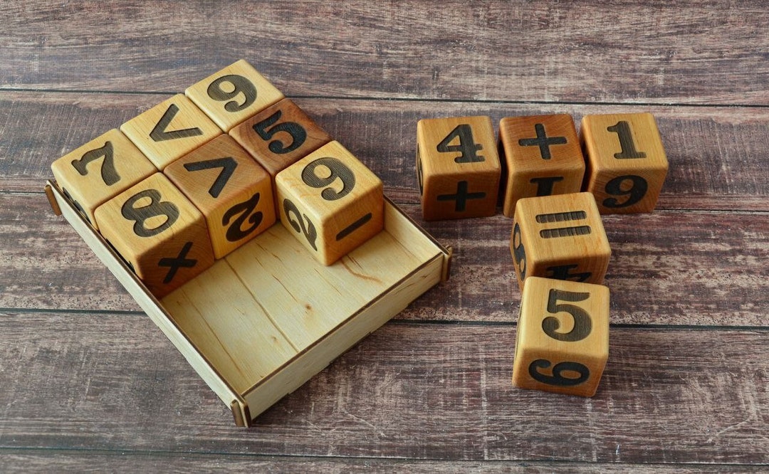 Toddler Learning Math Wooden Blocks, Wooden Blocks With Numbers and ...