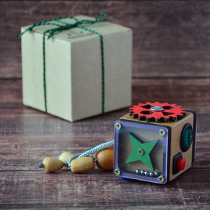 Travel toy for toddler, Montessori toy, Travel busy board, Busy cube for kids, 12 months baby toys, Fidget toys for toddler, 2 year old gift