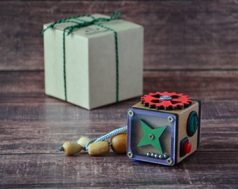 Travel toy for toddler, Montessori toy, Travel busy board, Busy cube for kids, 12 months baby toys, Fidget toys for toddler, 2 year old gift