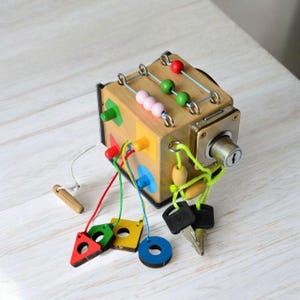 Toddler Busy Cube, Travel Busy Board, Fidget Toys, Sensory Activity Cube, Educational Toy, 2 year old boy gift