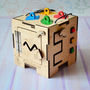 Baby boy gift, Travel busy board, Toddler busy cube, 2 year old gift, Busy cube, Activity box for kids, Fidget cube, Motor skills toys