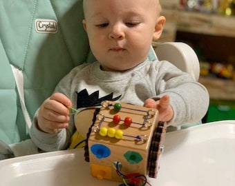 Beschäftigt Würfel Reisespielzeug für Kind Montessori Spielzeug 1 Jahr alt Beschäftigungsbrett Babygeschenk