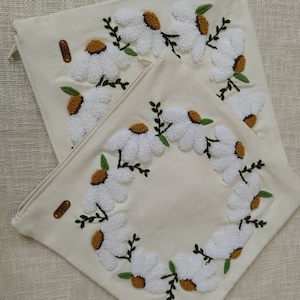 Two Handmade Punch Needle Embroidery Circle Pillow Cover, Two Pillow Case, Two Punch Pillow, Two Cushion Cover, Punch Needle Kuddfodral
