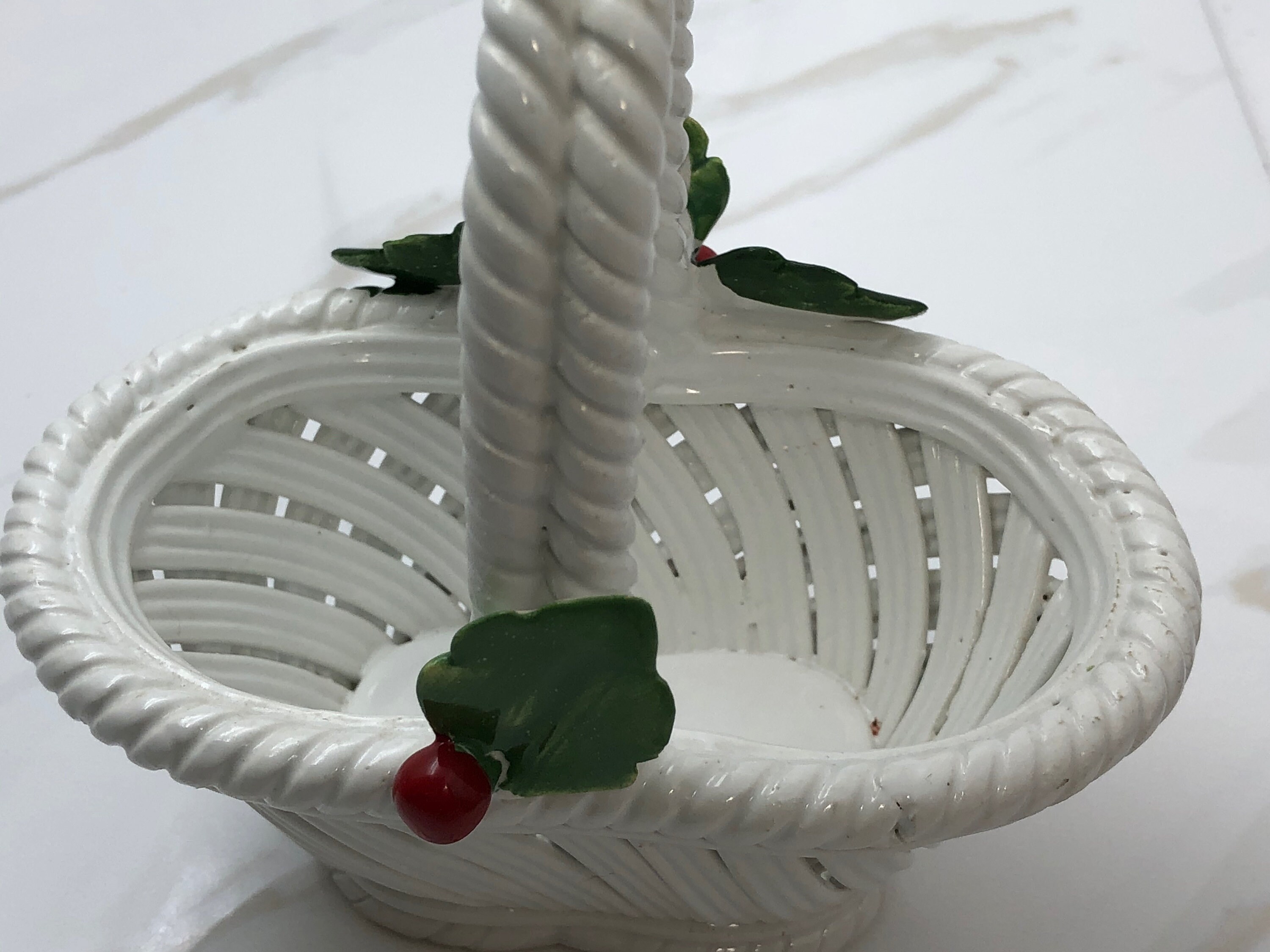 Ceramic Christmas Basket With Holly Berries Etsy UK