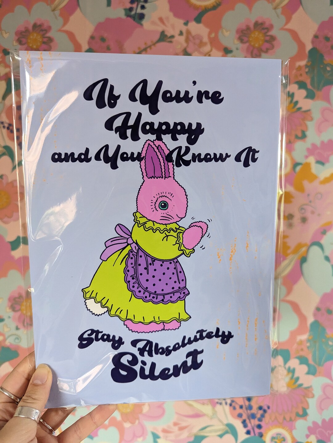 Art Print. A4. A3. Wall Art. Home Inspo. Home Decor. Happy Bunny. Funny ...