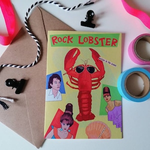 Carte de voeux. Des B-52. Langouste. Icône de la musique. A6. Unique. Rosie et Ramona.