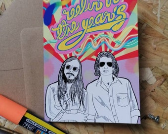 Greetings Card. Steely Dan. A6. Music Icon. American. Alternative. Original Illustration. Rosie and Ramona.