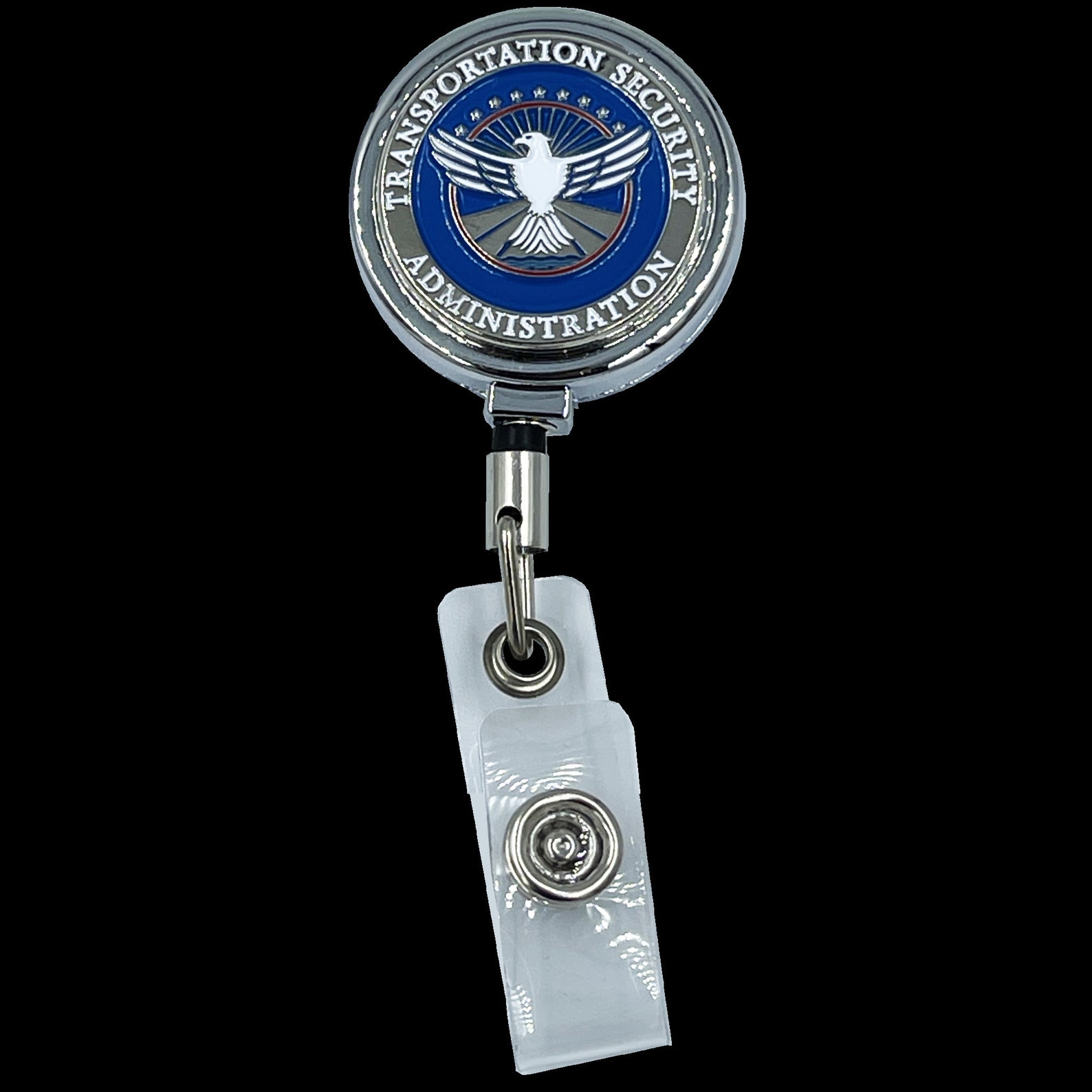 TSA Officer Metal Reel retractable ID card Holder Etsy