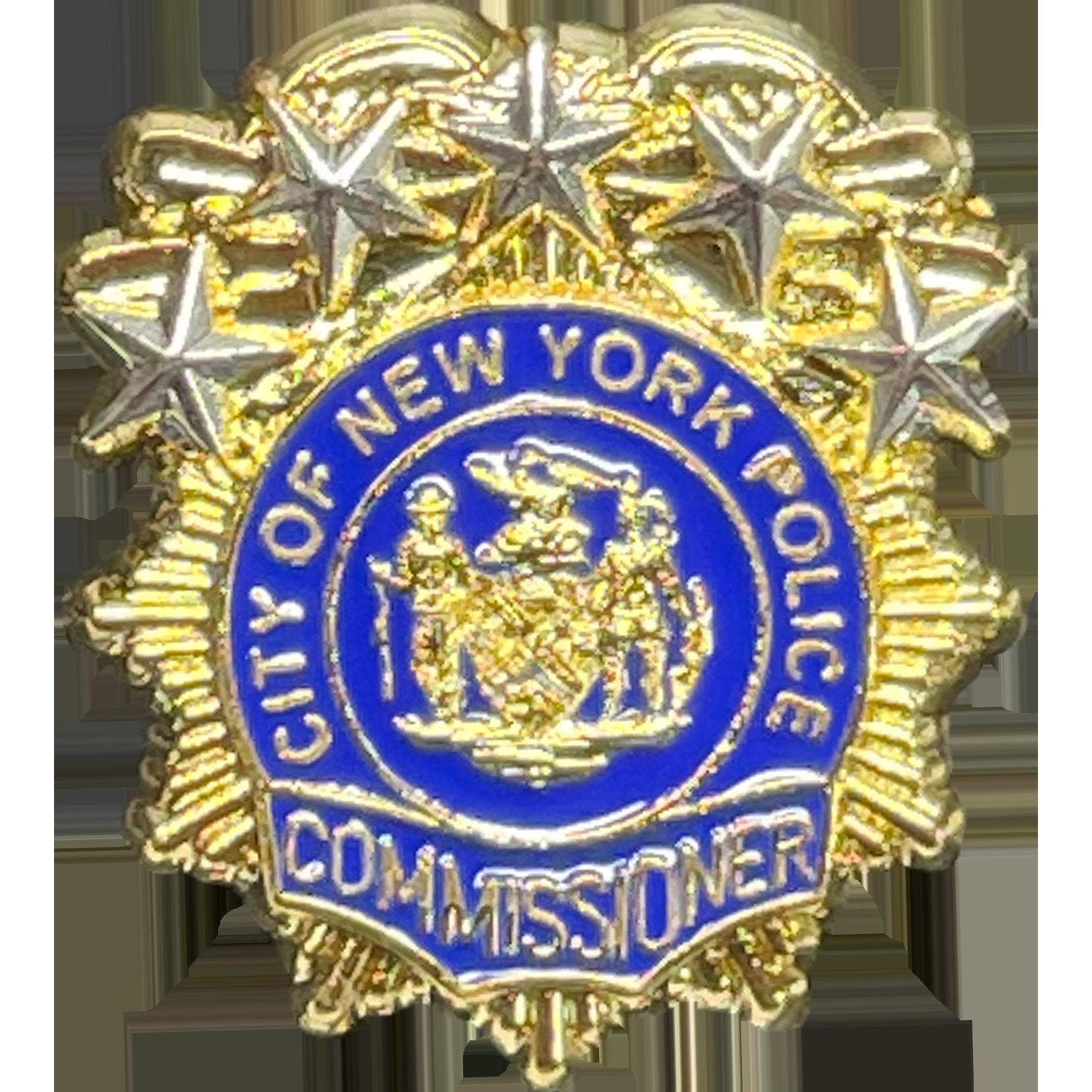 NYPD Commissioner Lapel Pin real 24KT Gold and Silver Plated Etsy