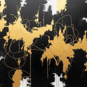 Abstract Art Print, gold and black