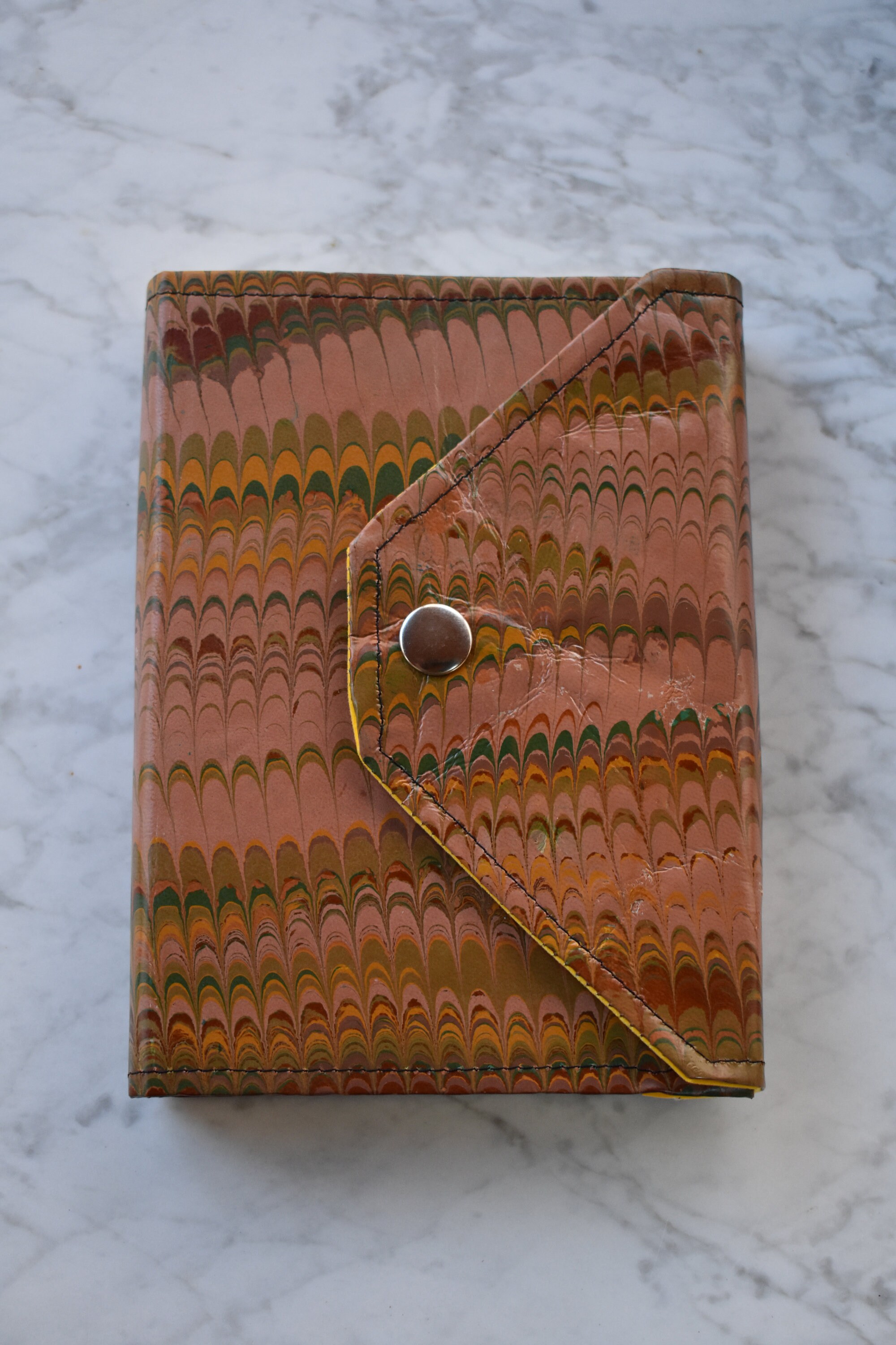 Hand marbled faux leather cover journal *UNLINED*