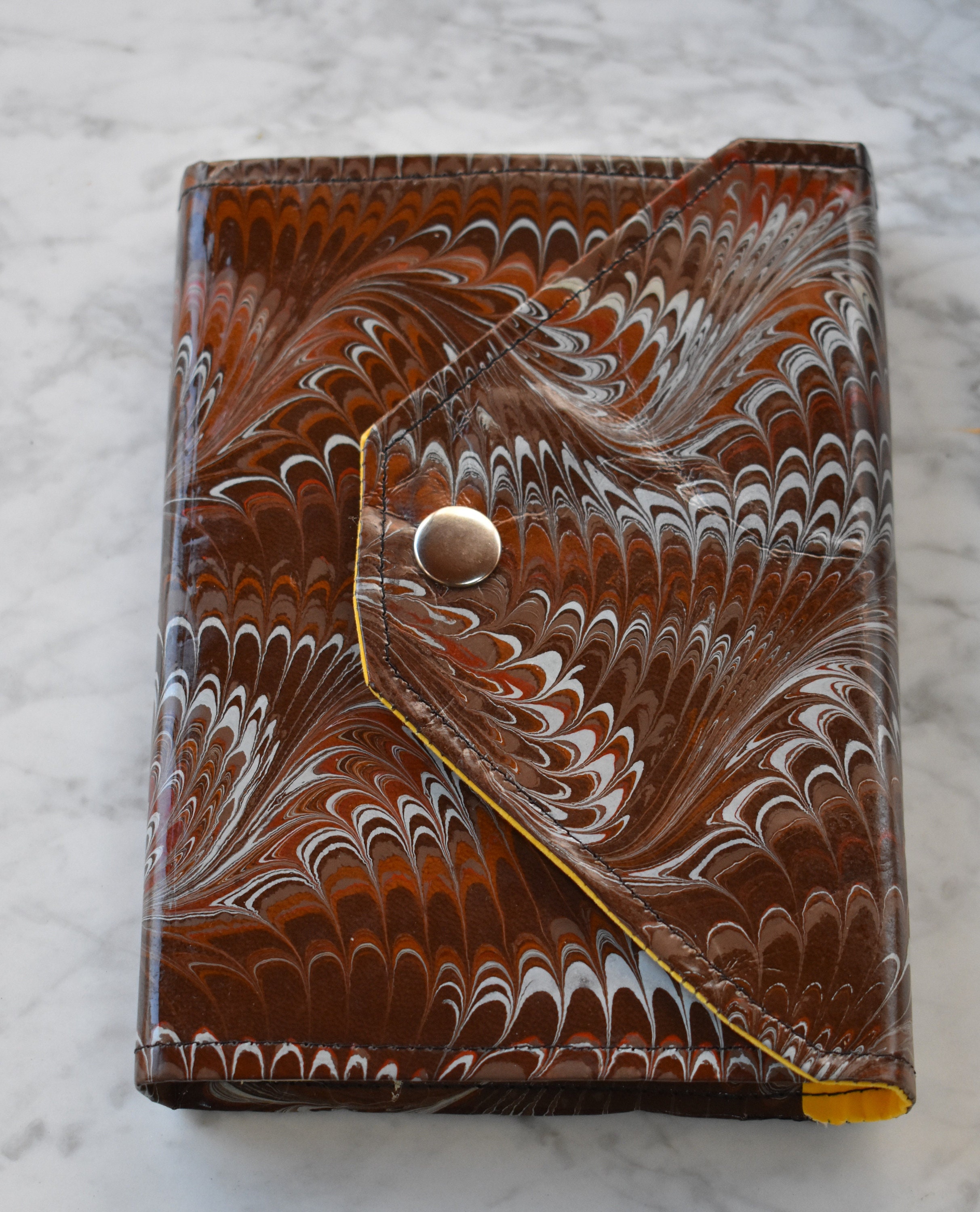 Hand marbled faux leather cover journal *LINED*