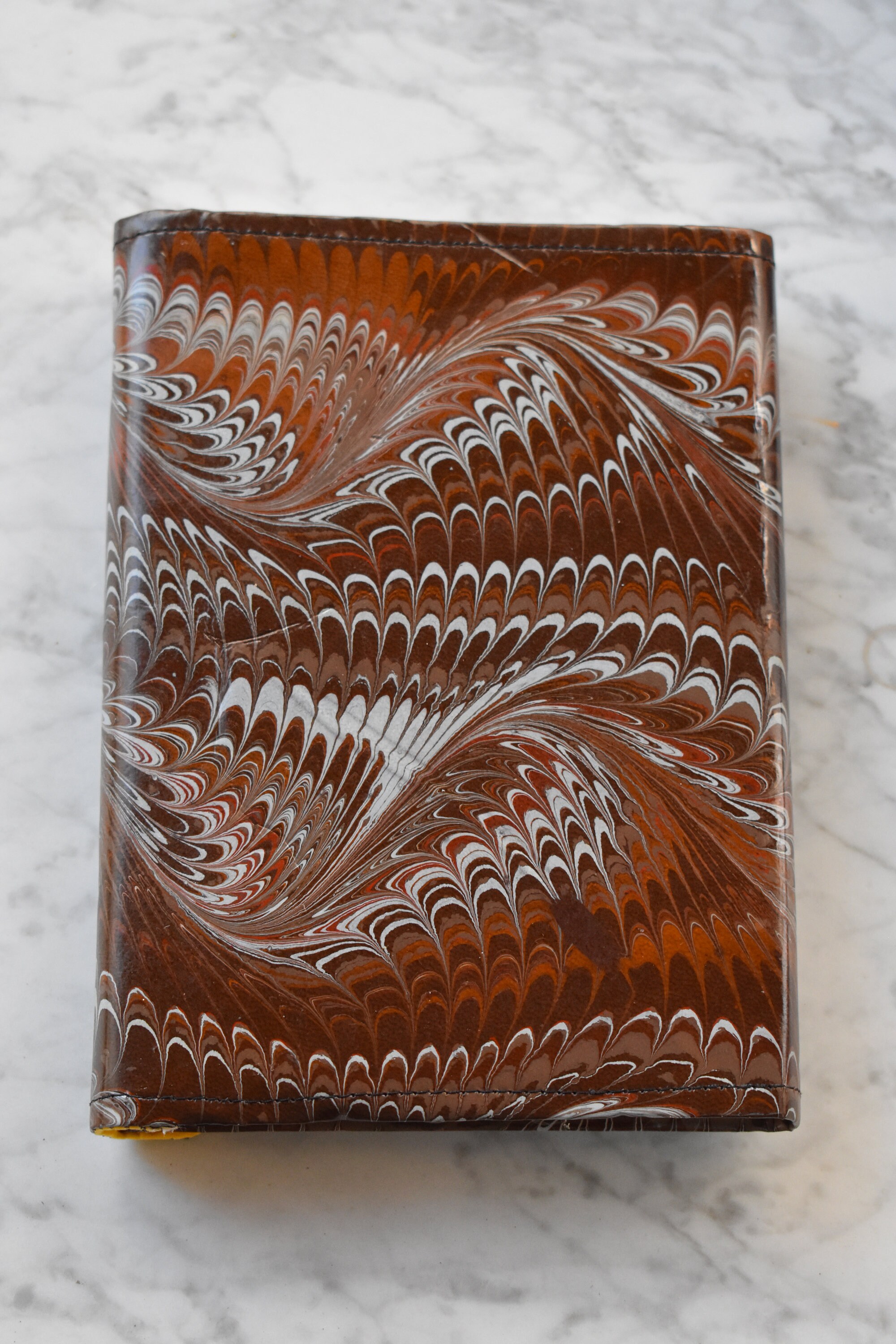 Hand marbled faux leather cover journal *LINED*