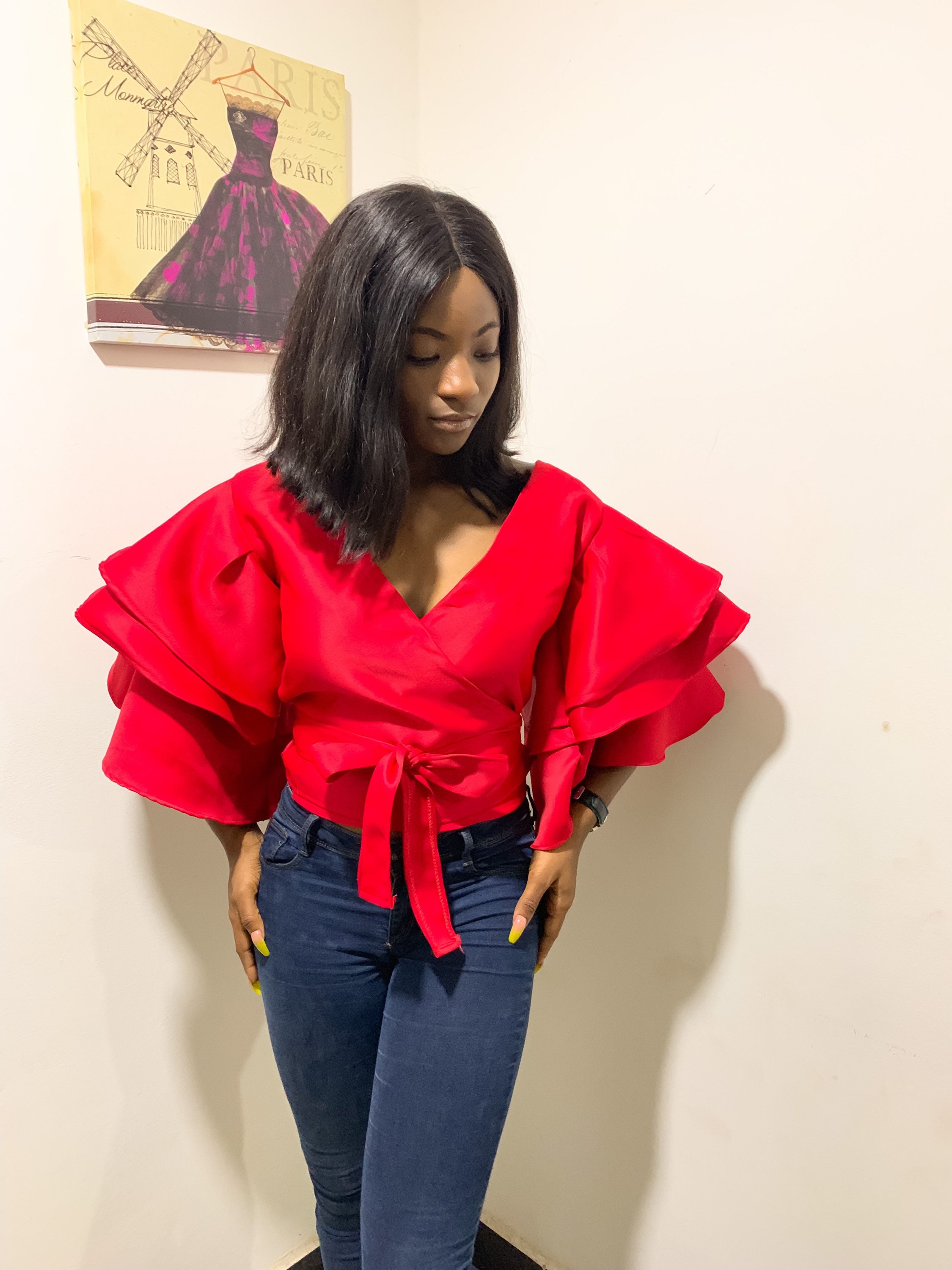 Bell Sleeve Wrap Top - Etsy