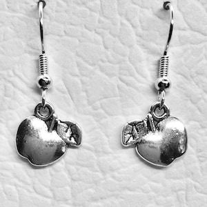 Halloween Earrings, Tibetan Silver Charms, Surgical Steel Hooks. Apple, pumpkin, spinning wheel, sugar skull, wolf, ghost, toadstool.