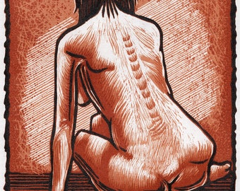 La espalda de Miranda (Xilografía reducida)