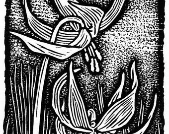 Lirios cervatillo (linograbado)