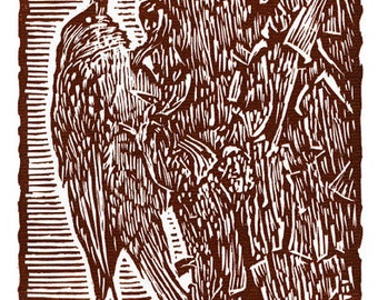 Enredadera Marrón sobre Madrone (Xilografía)