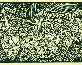 Cascade Hops (linograbado)