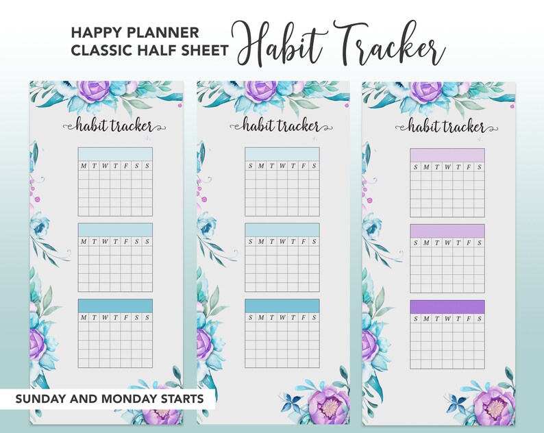 Happy Planner Half Sheet Habit Tracker Happynichi Sized Etsy