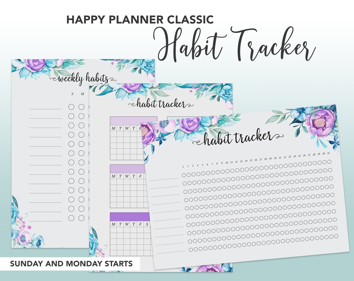 Happy Planner Classic Habit Tracker / Weekly and Monthly | Etsy