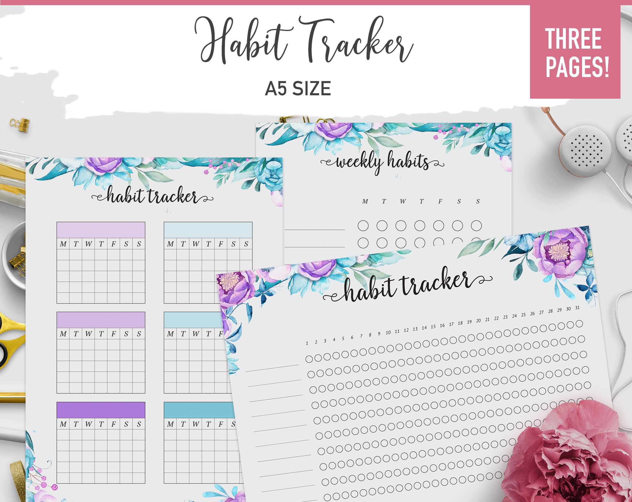 A5 Habit Tracker / Weekly and Monthly Tracker / Printable PDF | Etsy