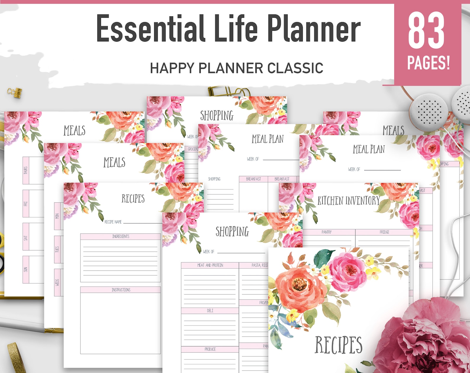 Essential Happy Planner Classic Life Binder PDF 83 Page Etsy