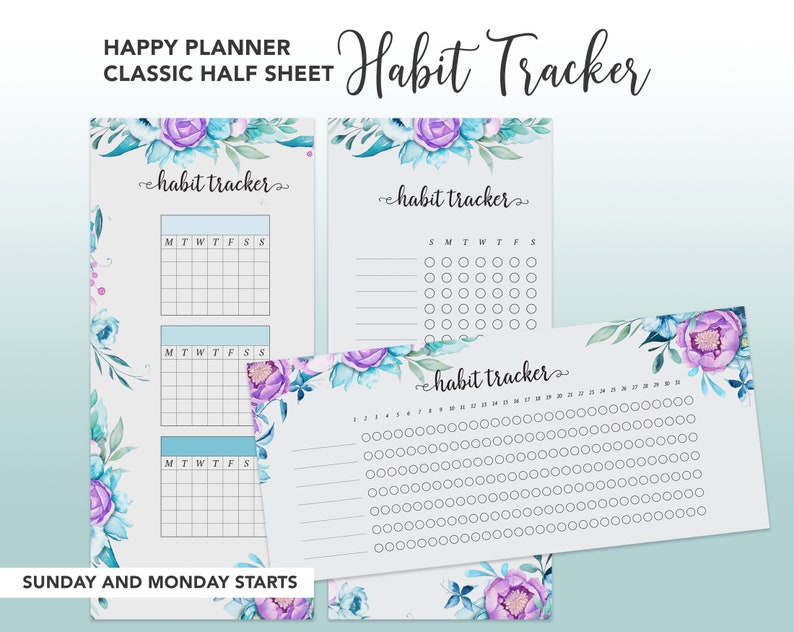 Happy Planner Half Sheet Habit Tracker Happynichi Sized Etsy