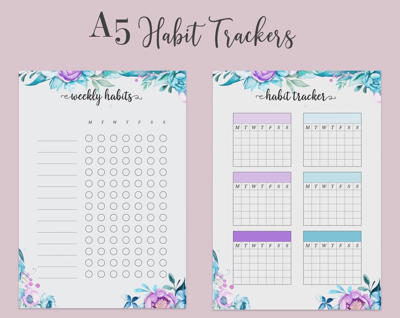 A5 Habit Tracker / Weekly and Monthly Tracker / Printable PDF | Etsy