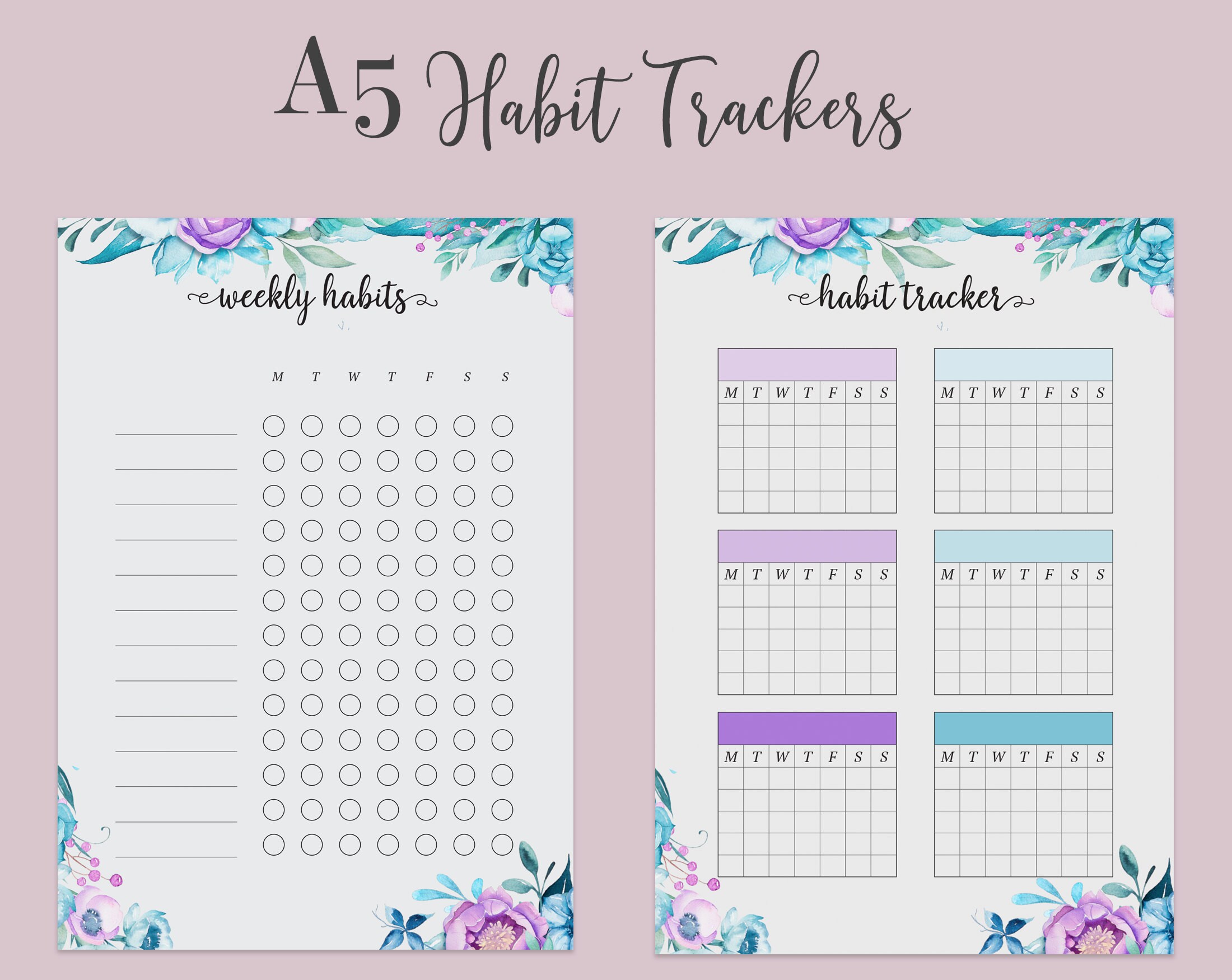A5 Habit Tracker / Weekly and Monthly Tracker / Printable PDF Etsy