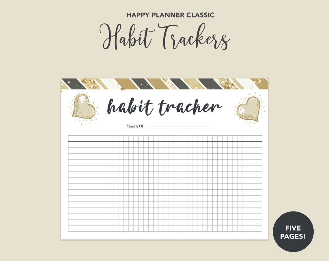 Habit Tracker PDF Happy Planner Classic Printable Weekly | Etsy