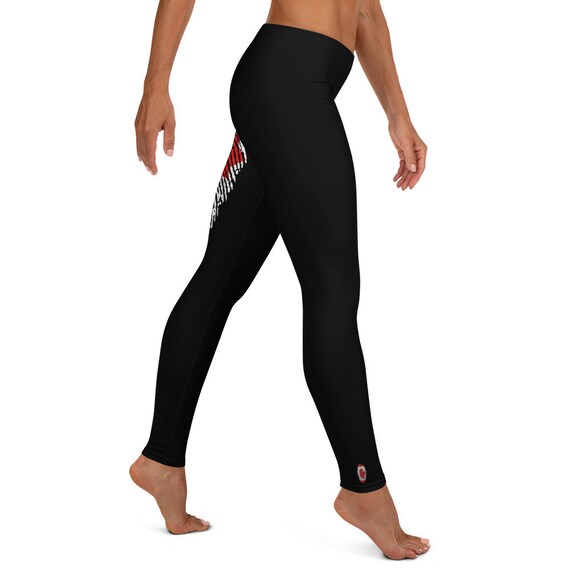 Canada Black Yoga Leggings with Canadian Flag High Waistband for Sale