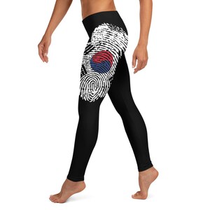 Südkorea Flagge Fingerabdruck Leggings | In This Together | Korea Kleidung | Weltkarte | Koreanisches Geschenk | Yoga Leggings | I Love Korea