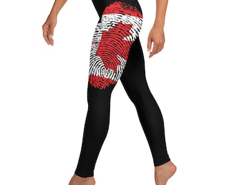 Canada Flag Fingerprint Leggings | In This Together | Canadian | Black legging | Yoga Leggings | I Love Canada | Canada eh | Team Canada NHL